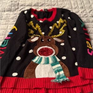 Festive Reindeer Sweater - Black and Red